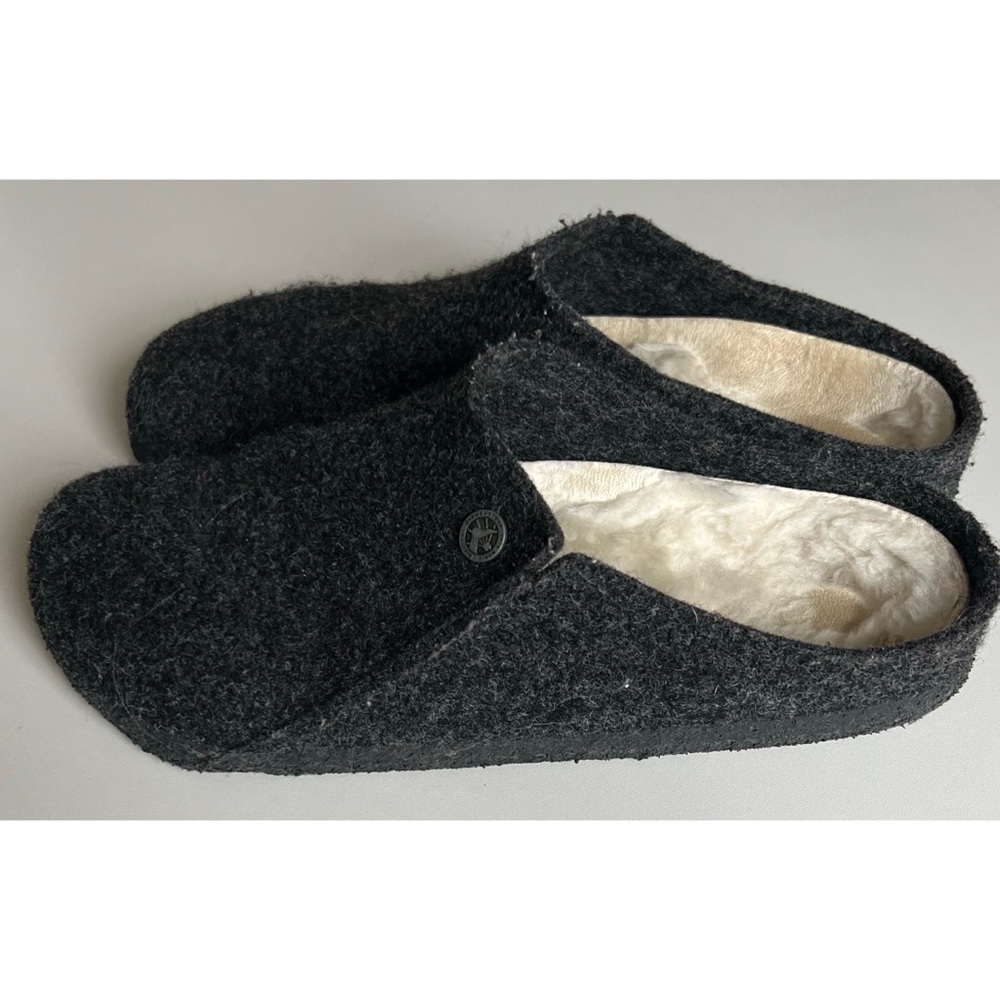 Birkenstock Zermatt Wool Charcoal Gray Mules Slippers 40 - Picture 3 of 12